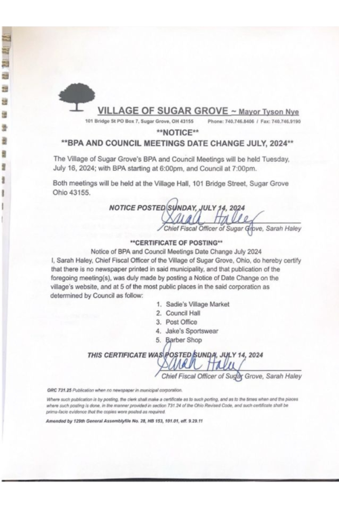 Sugar Grove info